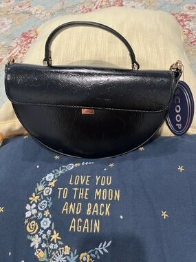 Scoop Black Crescent Crossbody Top-Handle Bag
